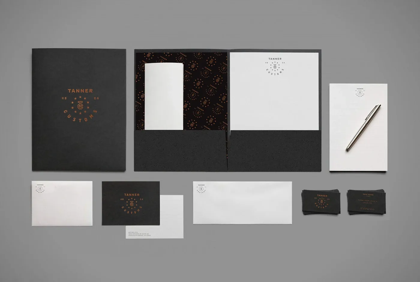 Tanner Customs concept: motorcycle shop badge emblem and brand identity (2)